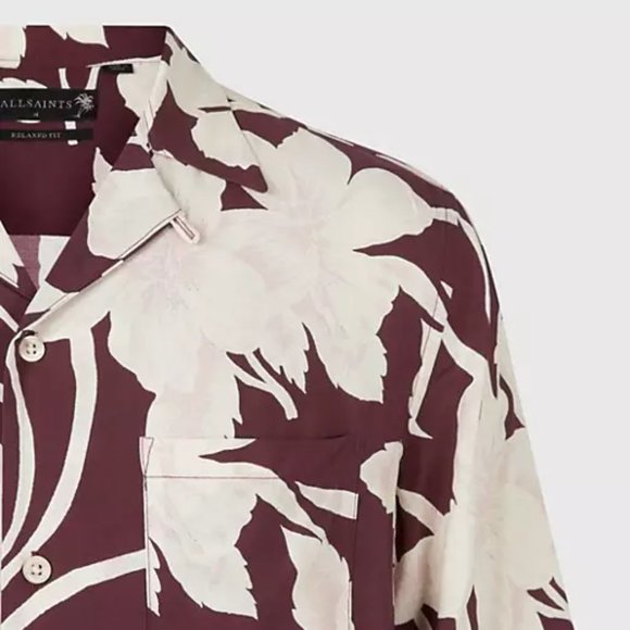 All Saints Other - AllSaints Jardin short sleeve shirt in oxblood Men's Medium (*USED)